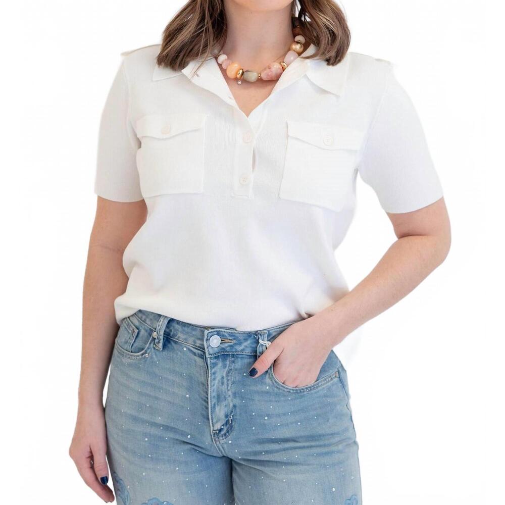 NEW WHITEROOM+CACTUS anna knitted button down top in ivory